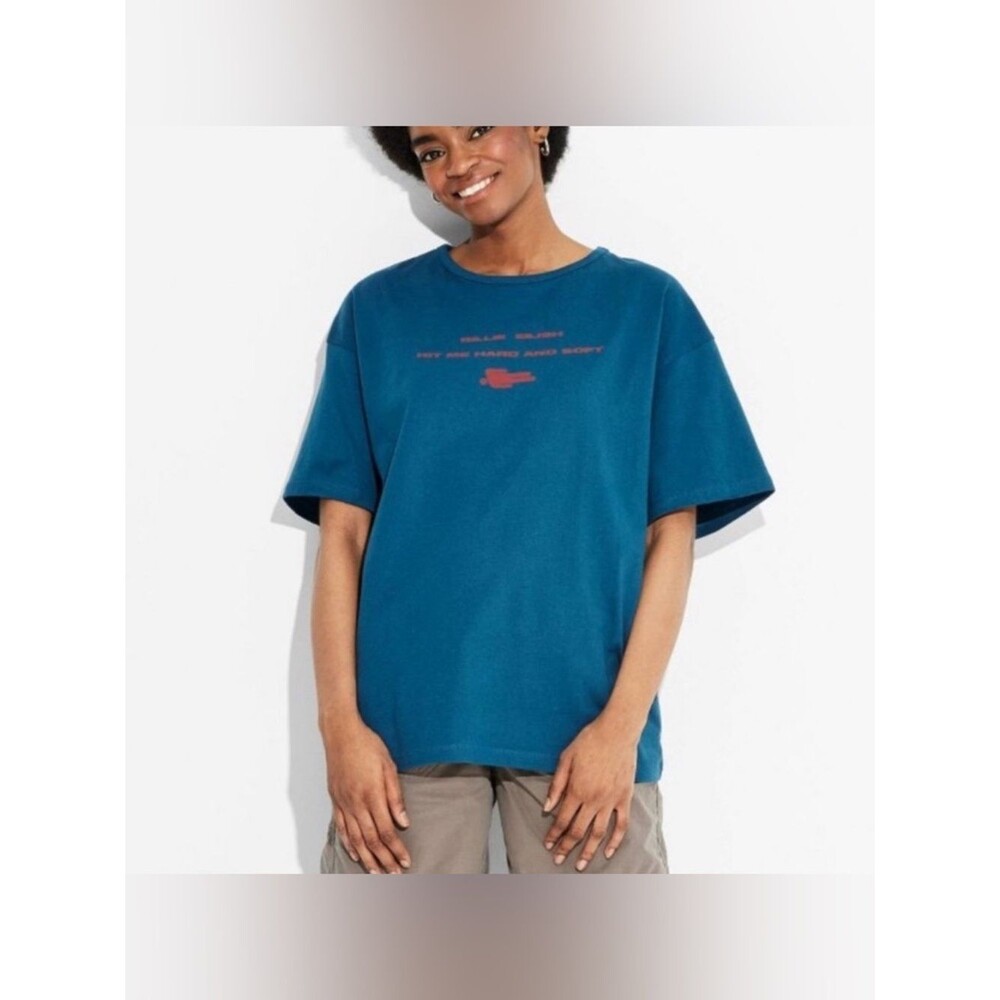 Billie Eilish Women's Oversized Short Sleeve Graphic T-Shirt Blue XL